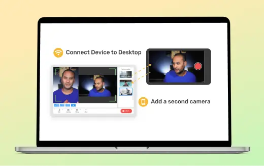 Use your phone as a webcam for high-quality video recording with the AI Video Editor.